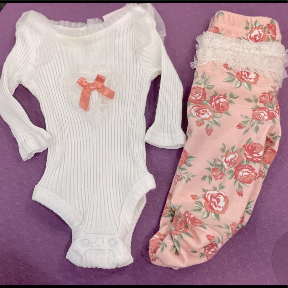 Lace floral bootie ruffle butt matching outfit